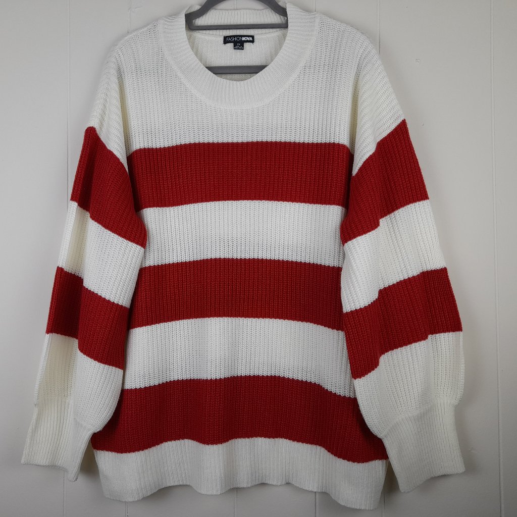 Fashion Nova Long Sleeve Striped Pullover Sweater Women's Size 2x